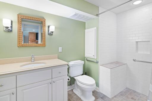 The lower level 3/4 bath has a zero entry shower.
