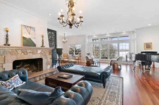 The great room offers volume ceilings, Brazilian cherry floors and so much more!