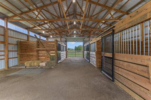 Large overhead doors on both the east and west end of the barn with openers.