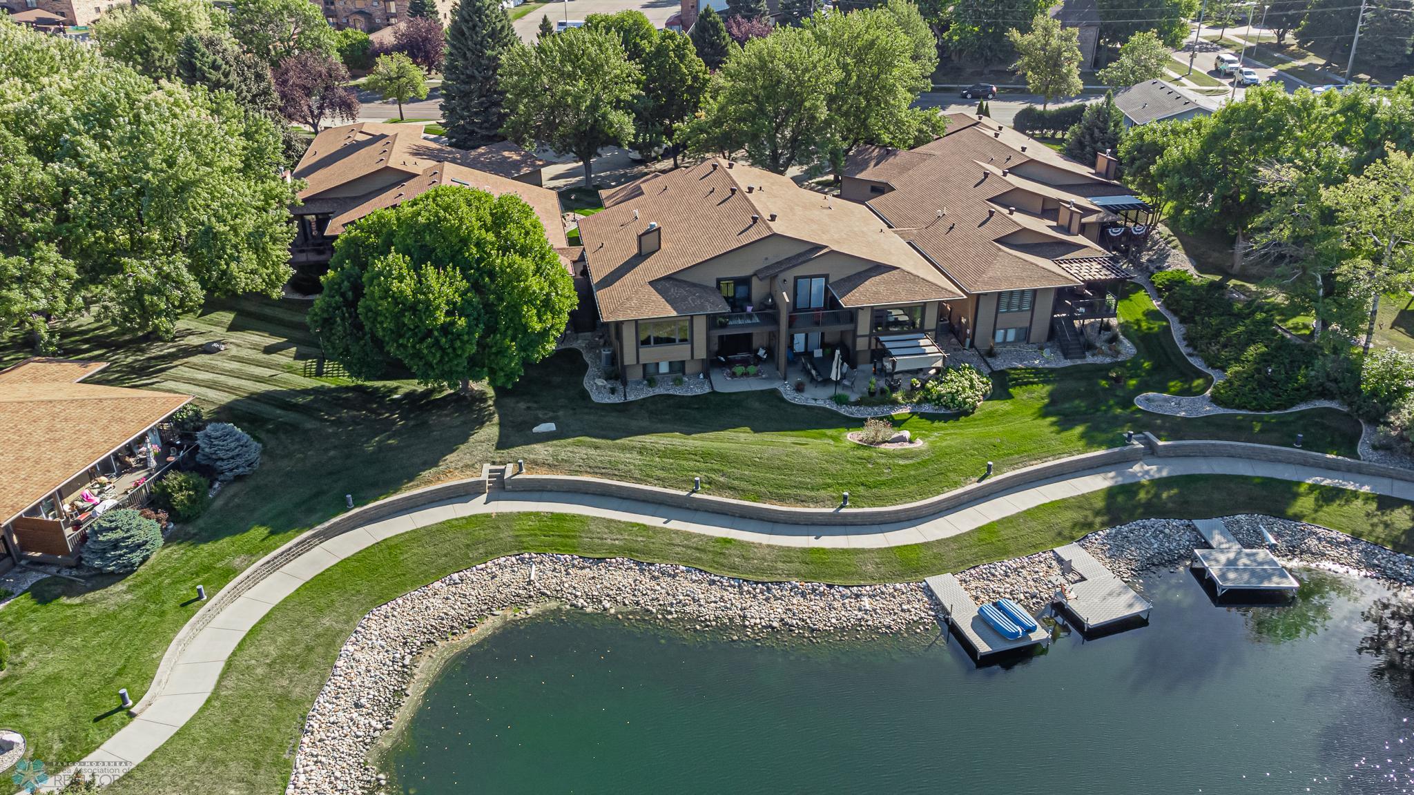 Arial view of home/lake and walking path