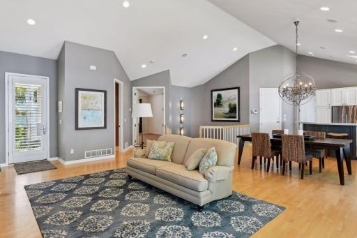Main level living areas are open and seamlessly flow from one space to another