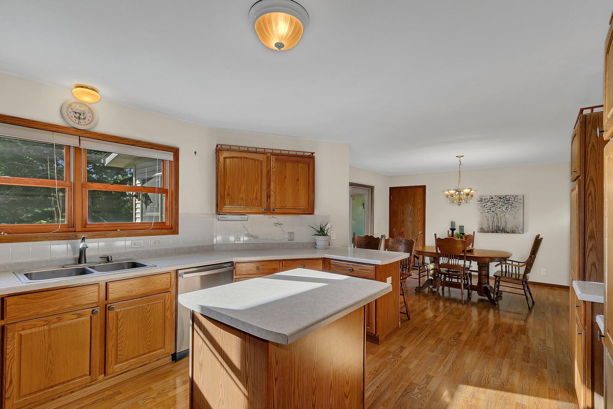 View from kitchen to the dining room.