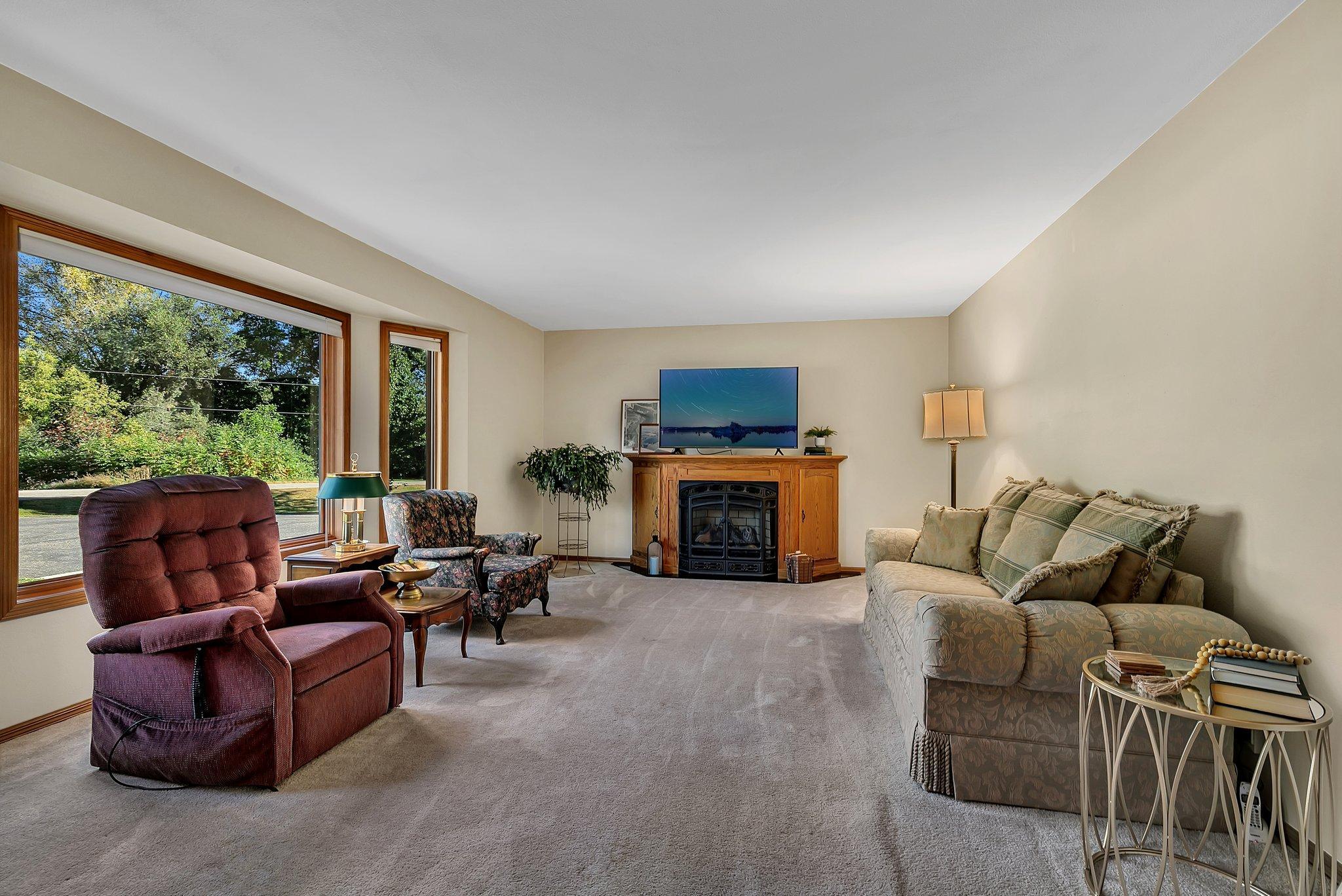 Living Room with gas fireplace.