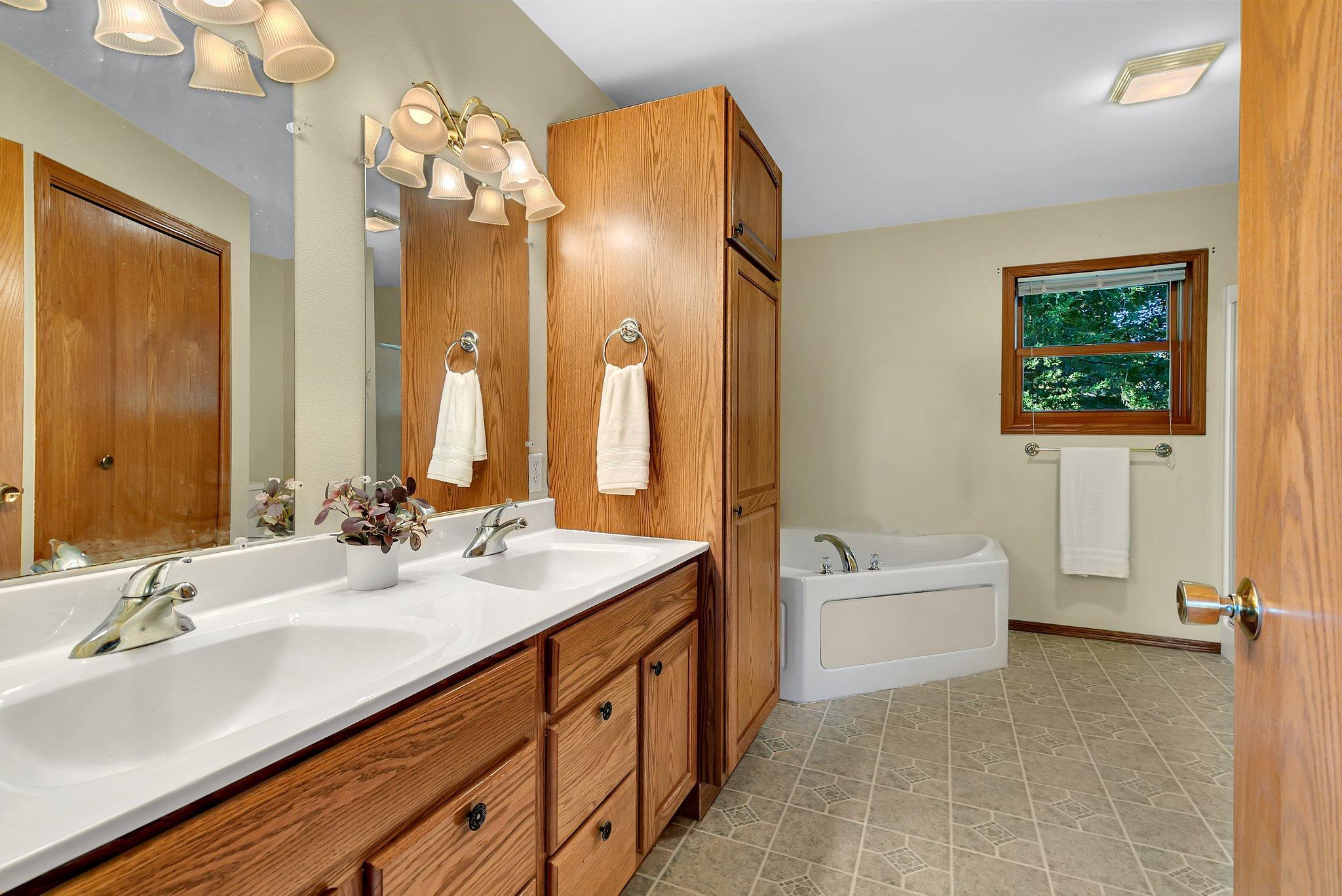 Primary Bathroom with 2 sinks.