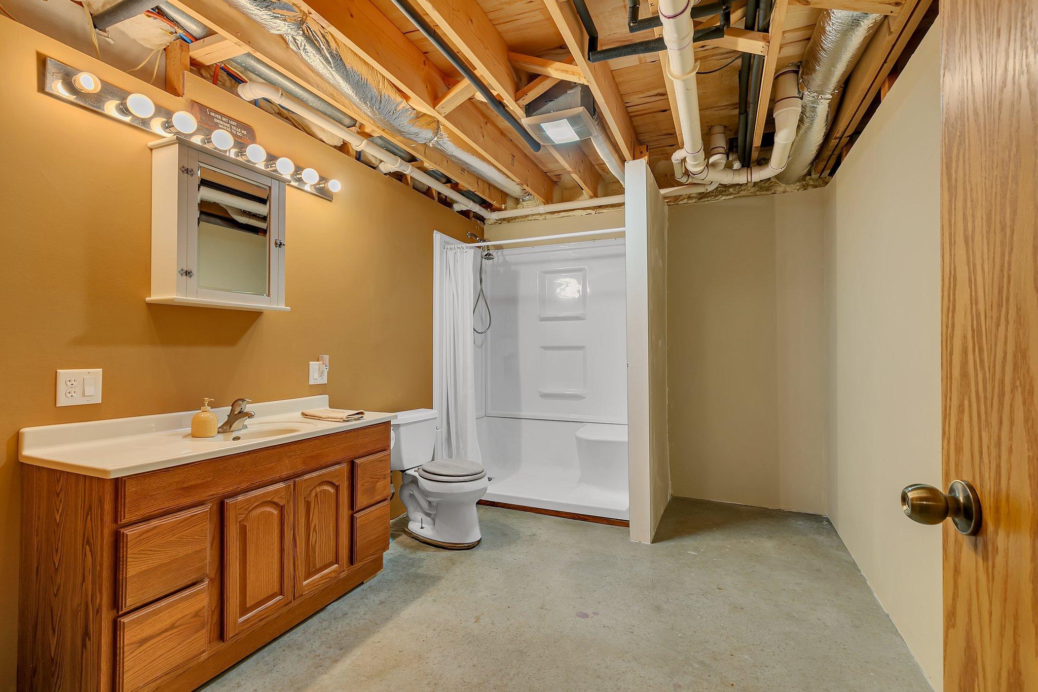 3/4 Bathroom in the basement.