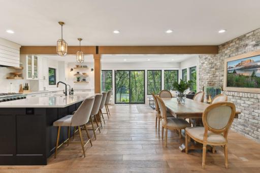 Gold accents complement the room and add elegance. Your kitchen makes a stunning first impression!
