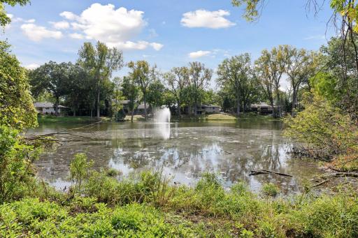 Your adjoining neighbors come together to maintain the pond feature which provides a relaxing respite in the summer and winter time ice skating fun! Optional request to contribute to the costs but not required.