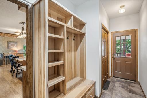 Mud Room with new bench/built in locker shelving