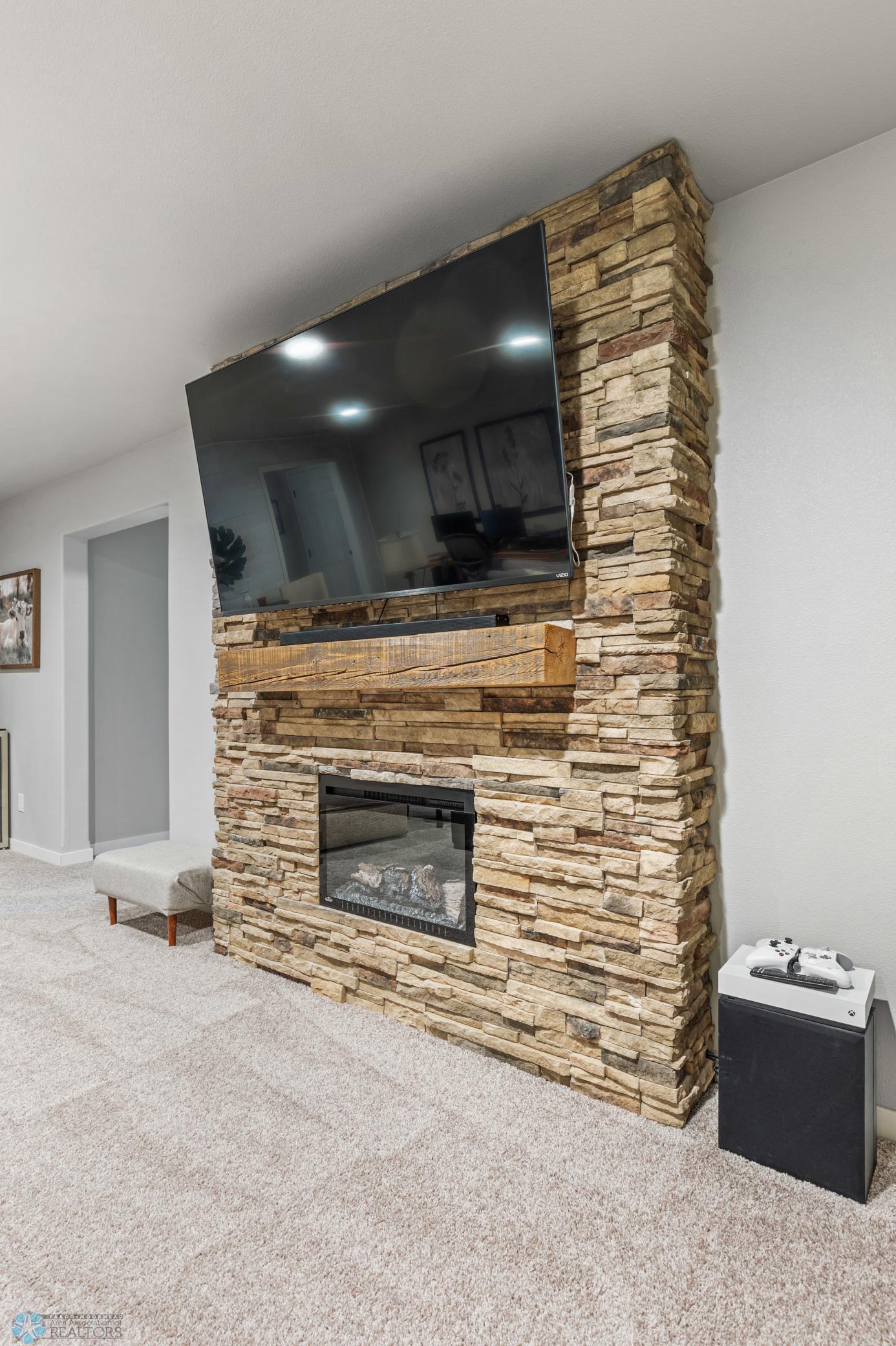 Stone Fireplace with Mantel