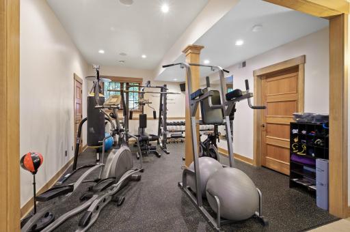 With plenty of room for movement, this exercise space is the perfect at-home gym for any fitness routine.