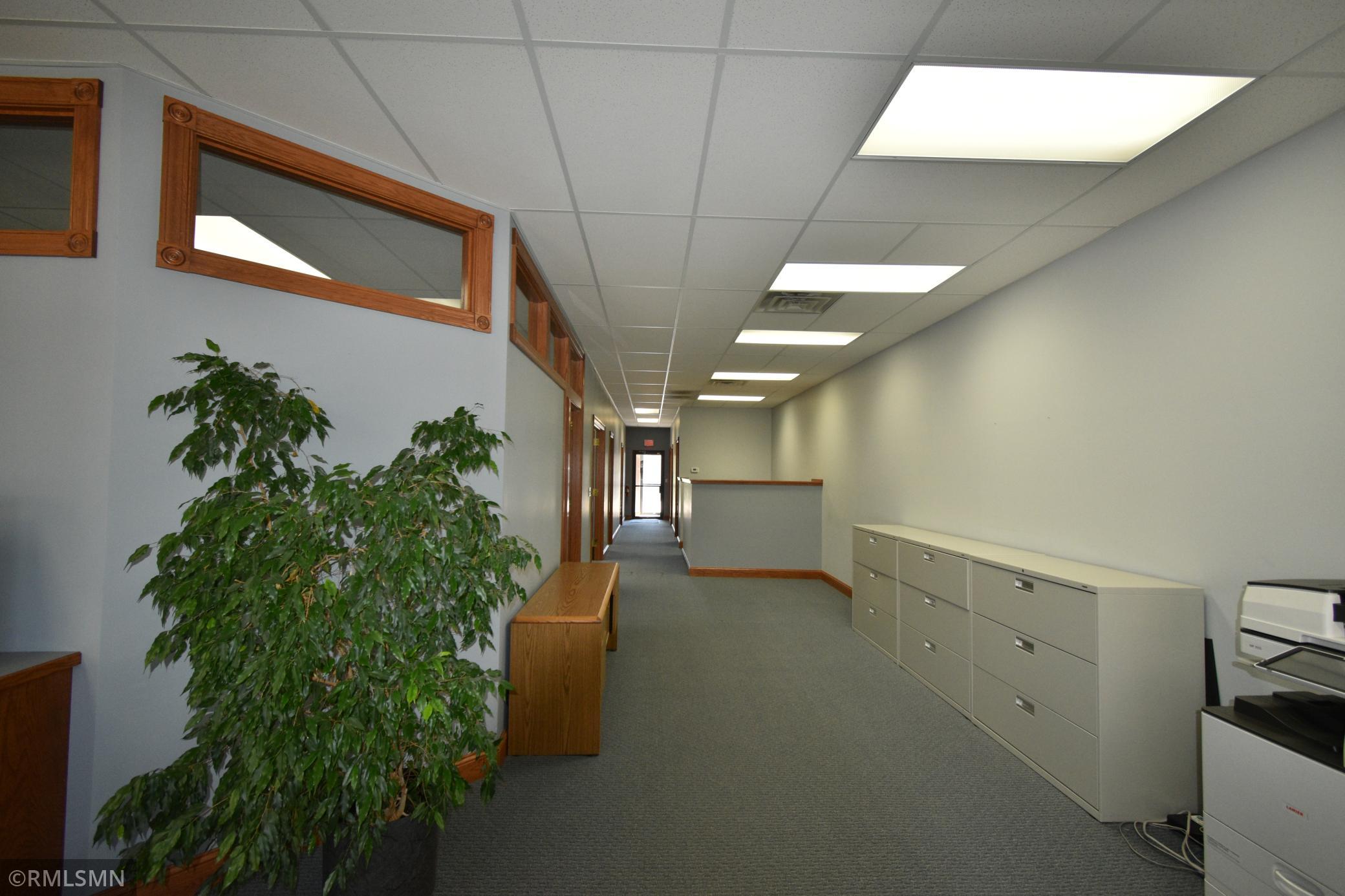 Hallway reaching front to back of building.