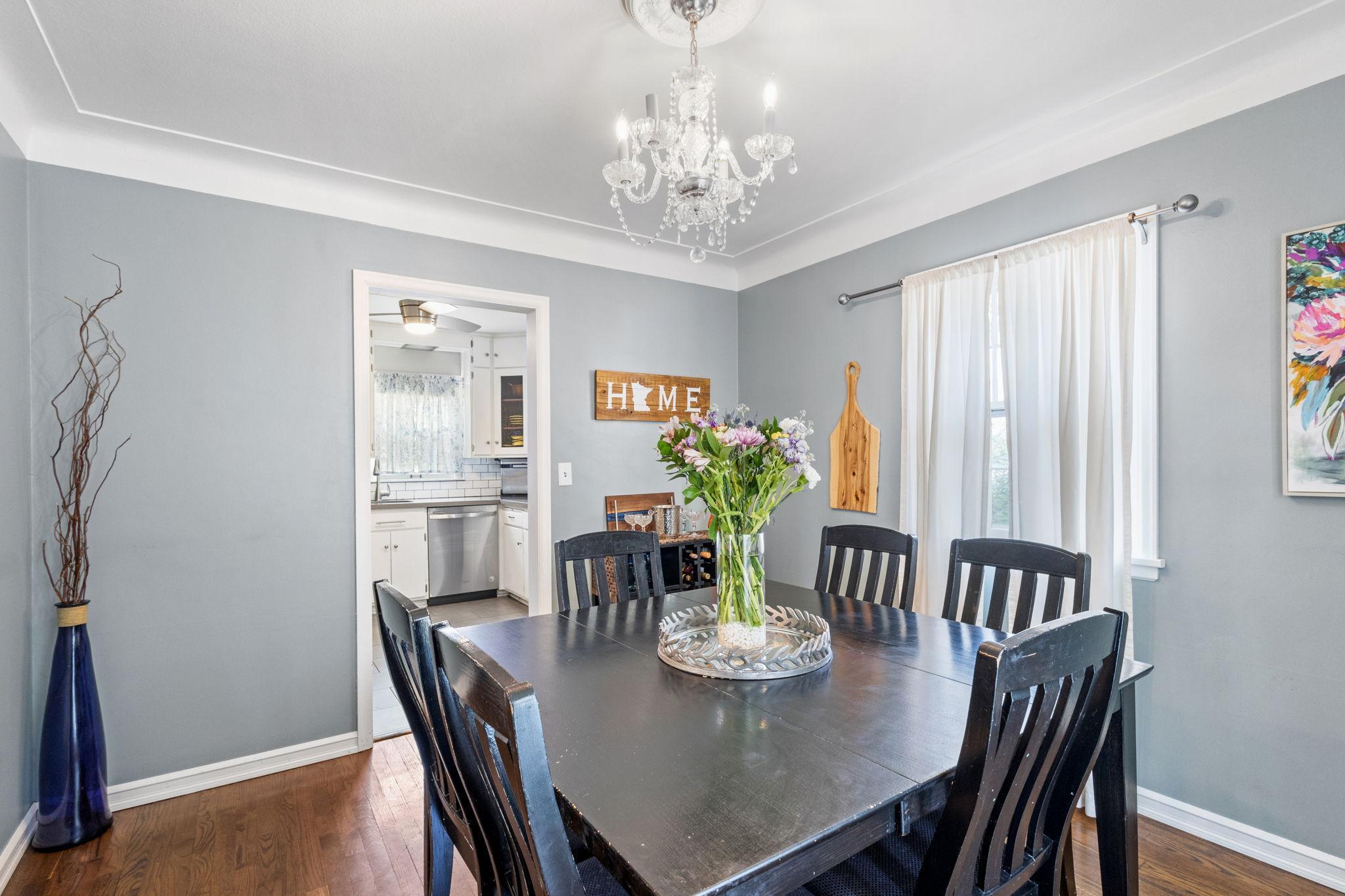 The semi-formal dining room is perfect for casual or formal dining!