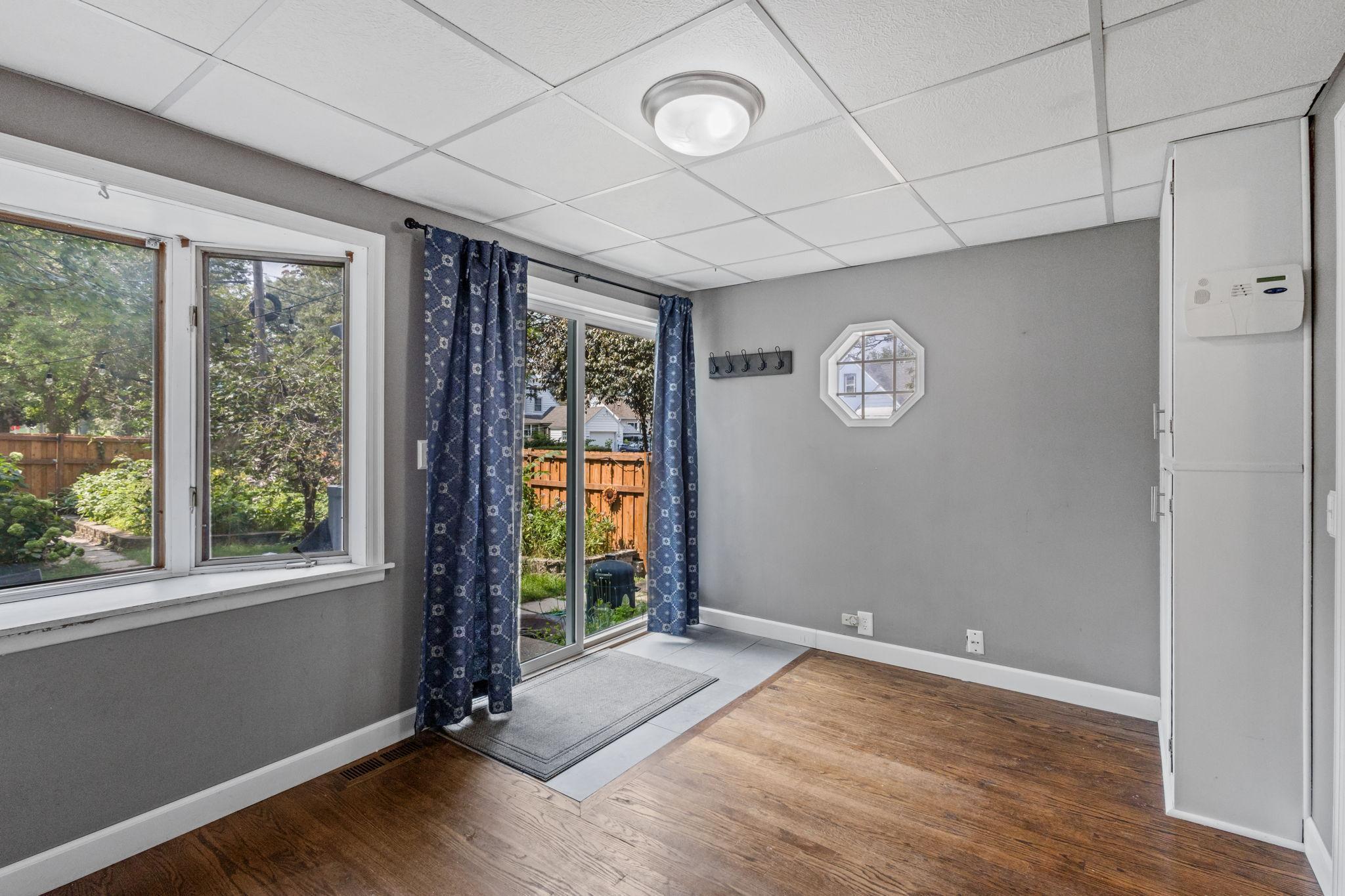 Additional space for an in-home office, mud room or pantry with convenient access to the back yard,