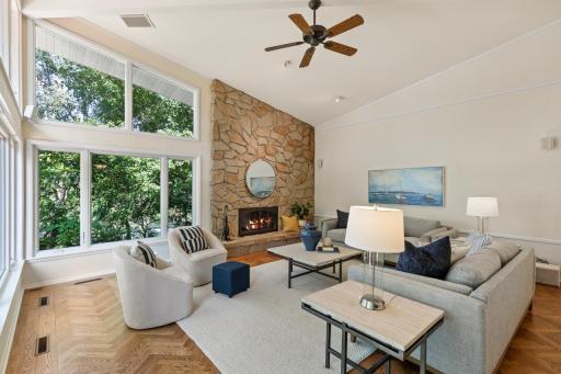 Stone Fireplace is the Focal Point in the Living Room