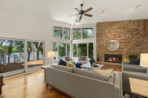 Light and Bright Living Room with Wonderful Views of the Lake - Leads out to Deck