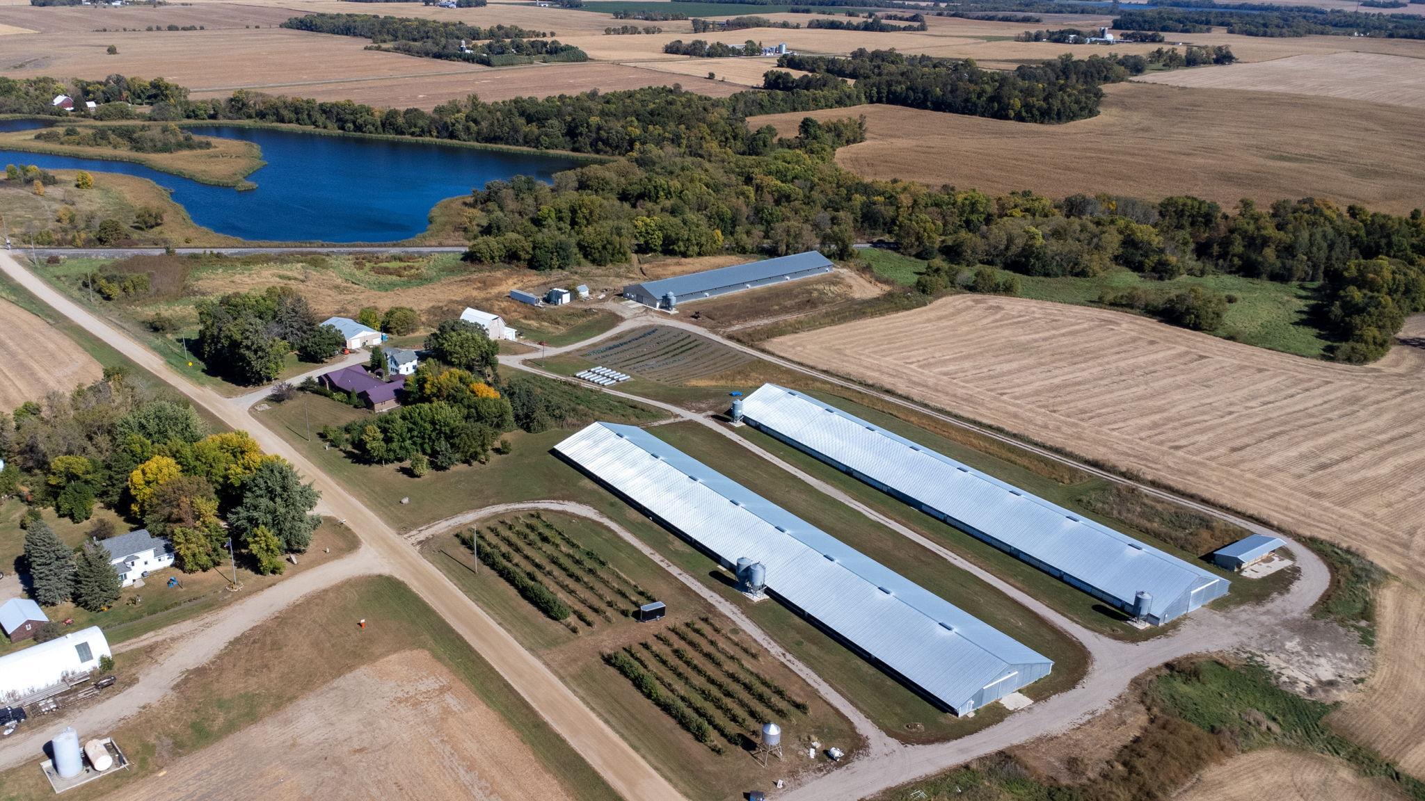 Aerial view of the farm at 14512 Lakewood Road, Eden Valley