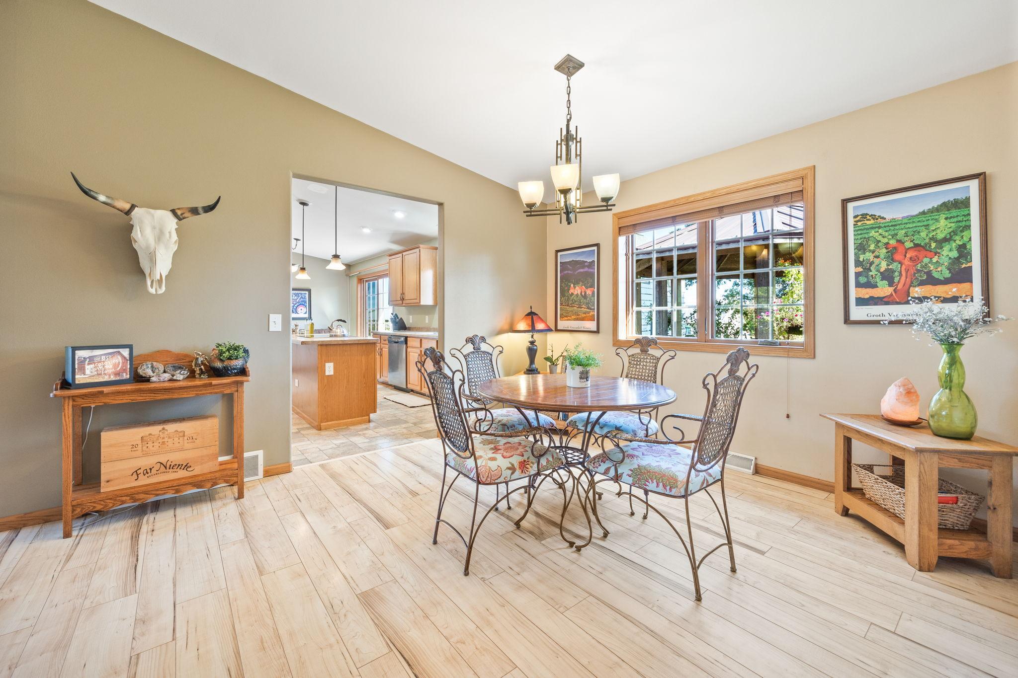Formal dining room looking into the kitchen