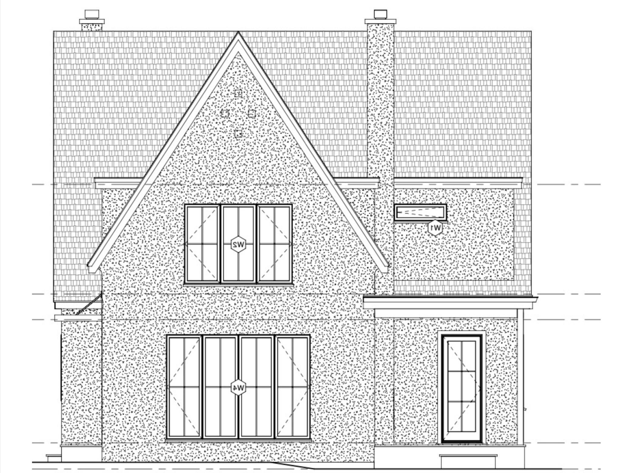 Design rendering of this custom home by w.b. builders.