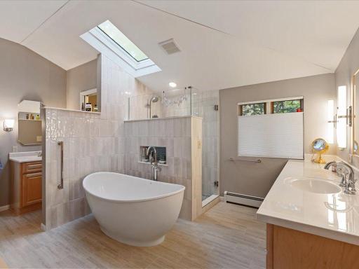 Custom Bath with tile shower and soaking tub!