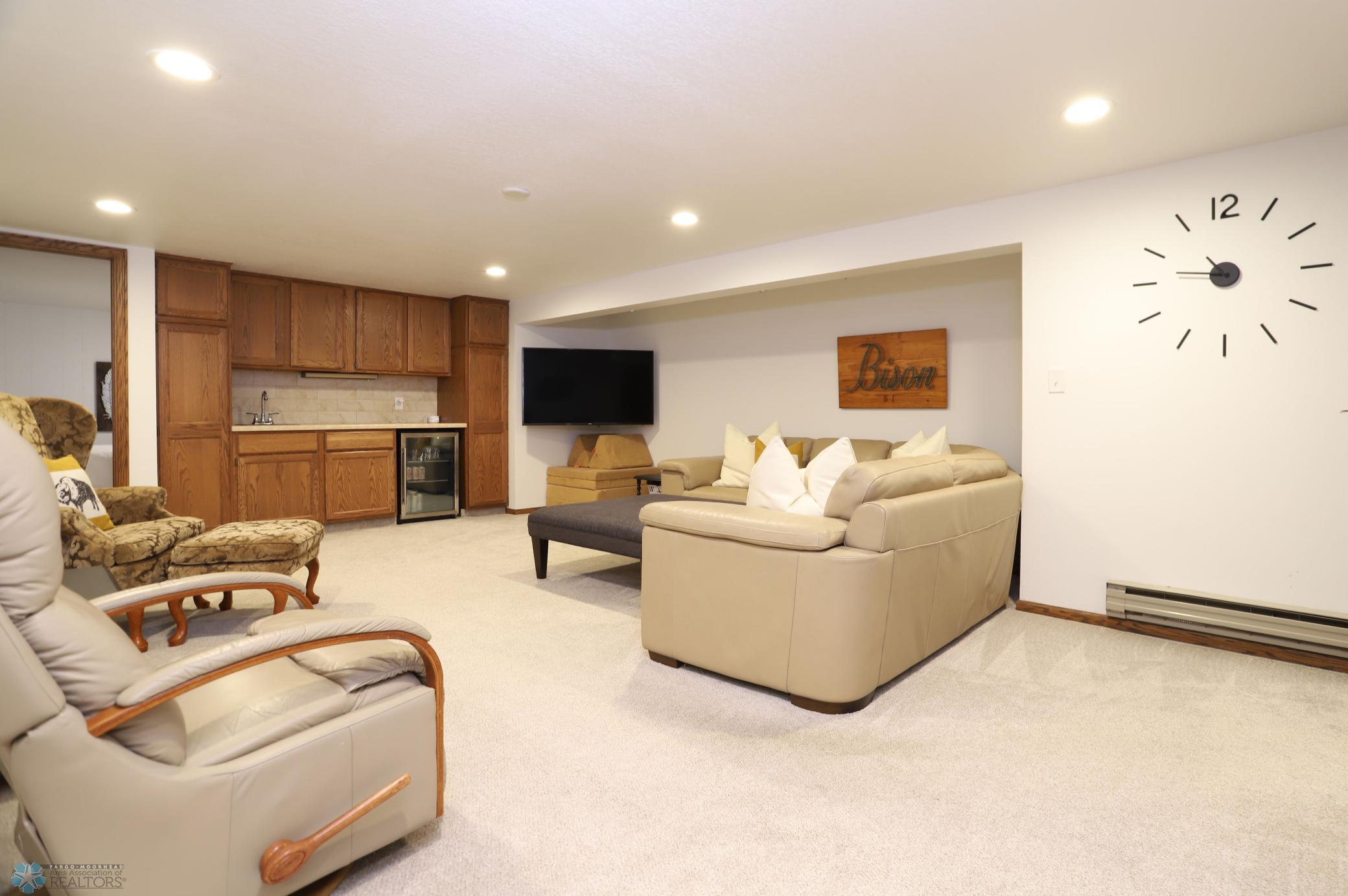 Family Room with Bar and Mini-Fridge