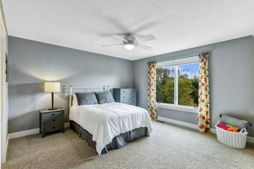 Bedroom 3 features ceiling fan and access to the Jack & Jill bathroom