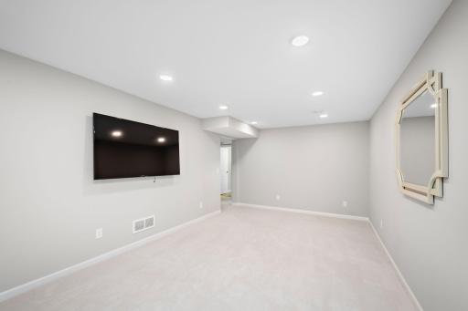 All new lower level family room perfect for game nights or movie marathons