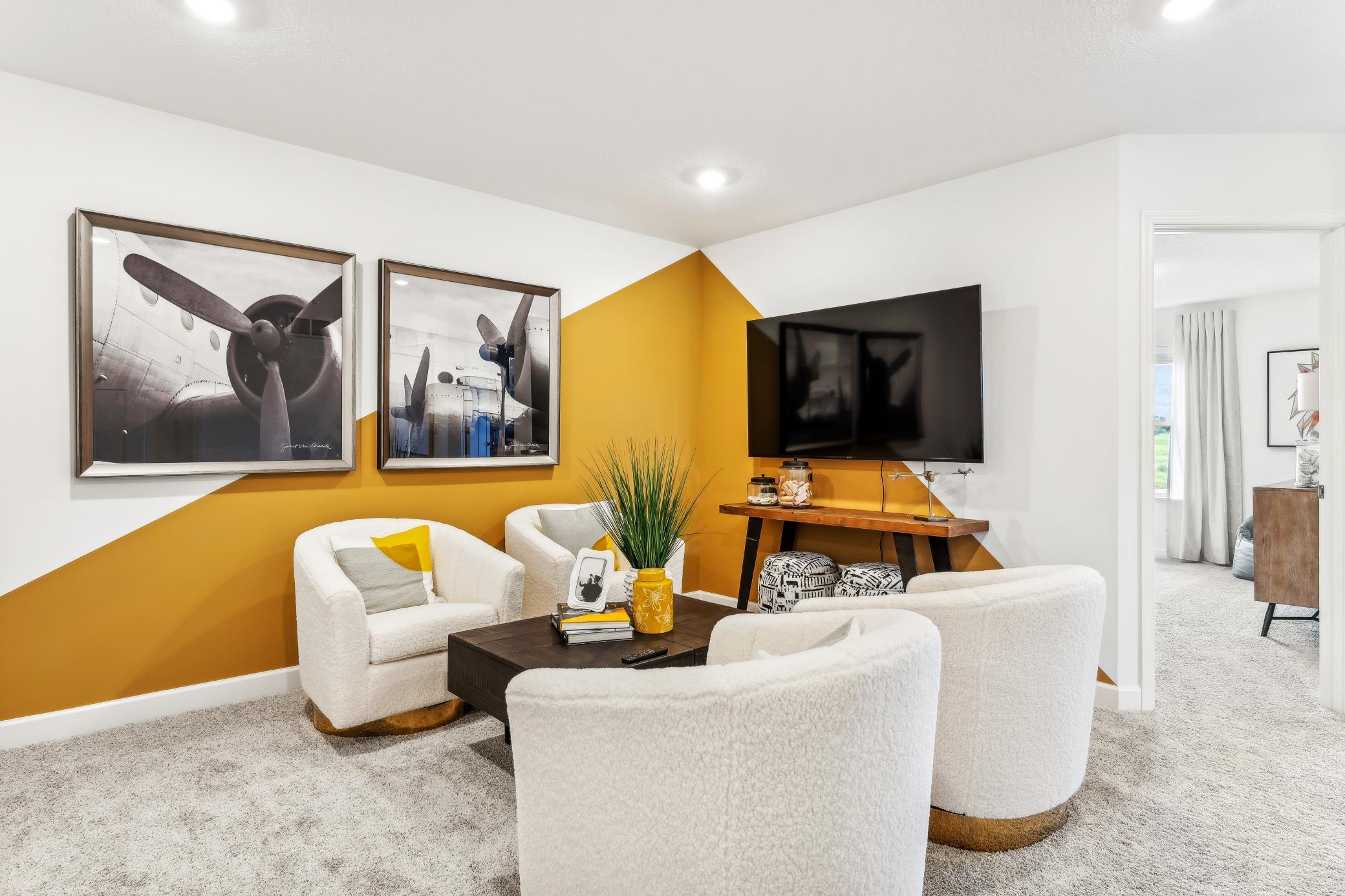 (Photo of a model home, actual homes finishes will vary) The upstairs loft!