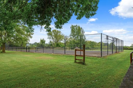 While the tennis court, complete with basketball hoops, invites outdoor recreation.