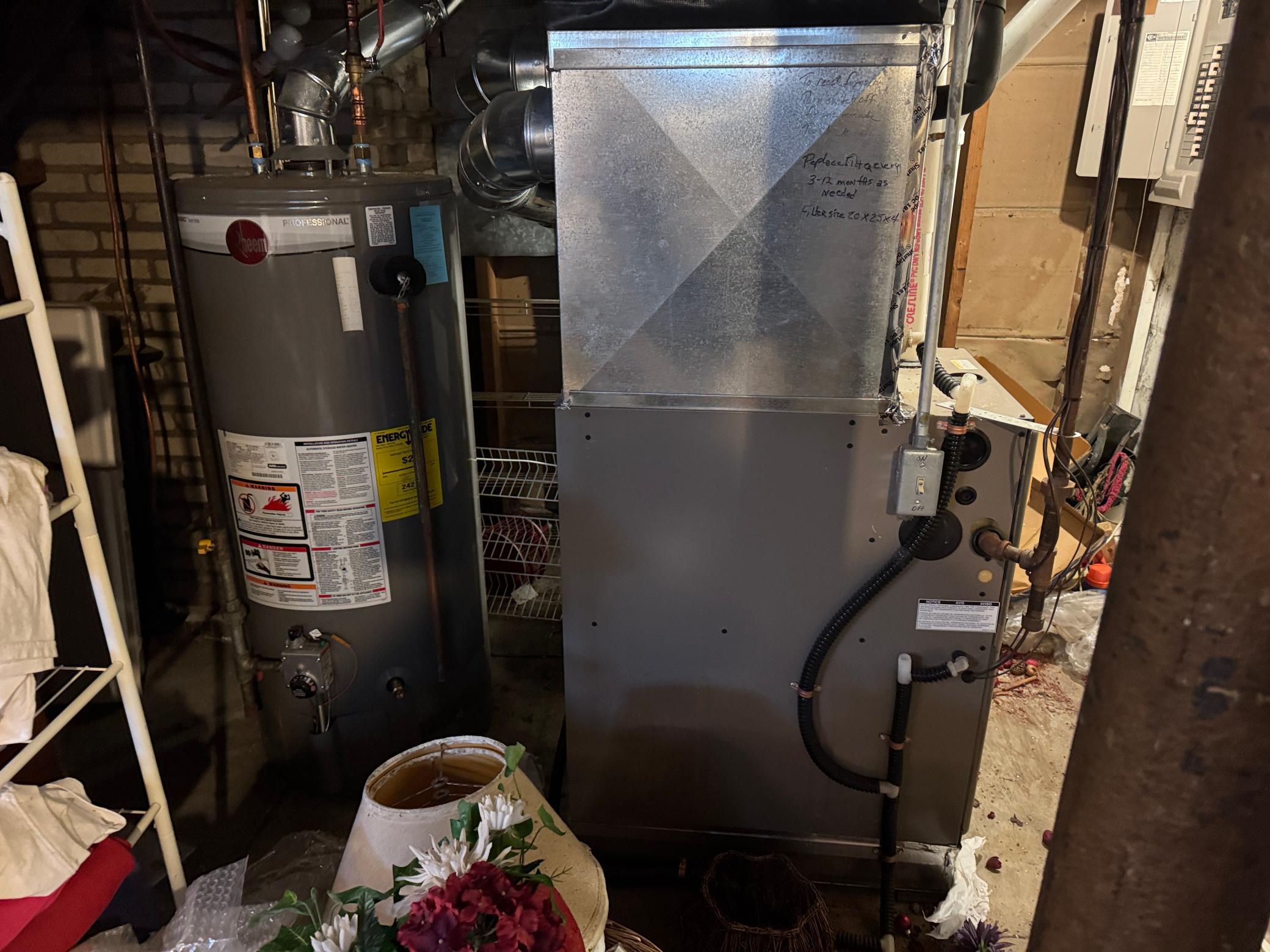 Water heater and Furnace.