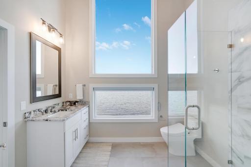 Hallway upper bathroom stunning views, toto toielts and high end fixtures