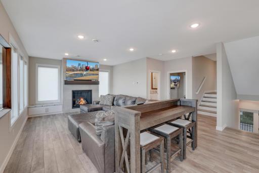 Great Room/Living Room with Fireplace & Smart TV with Surround Sound System