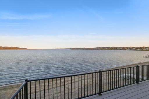 Deck Area on the Lakeside, where you can see the Vikings Cruise Ship and barges go by.