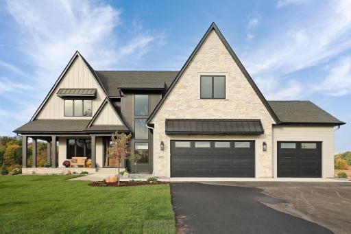 This beautiful contemporary two-story custom home sits on 1.7 acres.