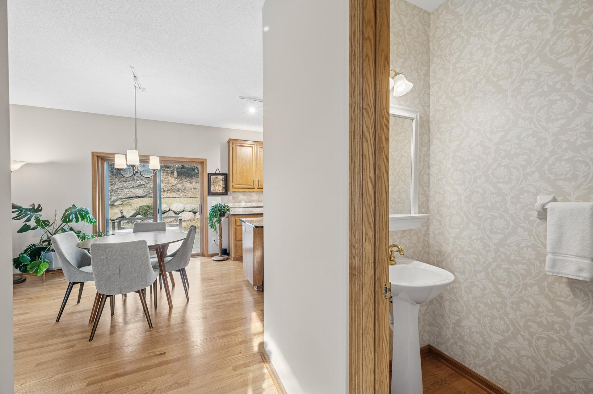 Powder room is perfectly placed