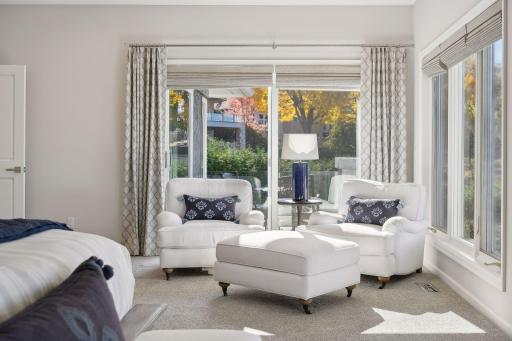 Sliders to the private balcony.