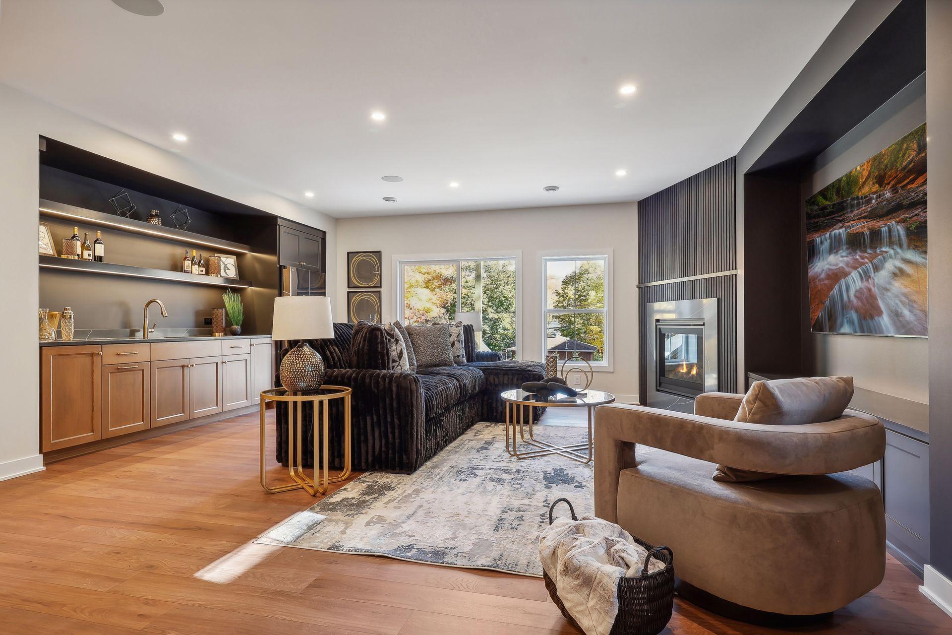 Experience the bright and airy lower level, beaming with natural light for a welcoming ambiance.