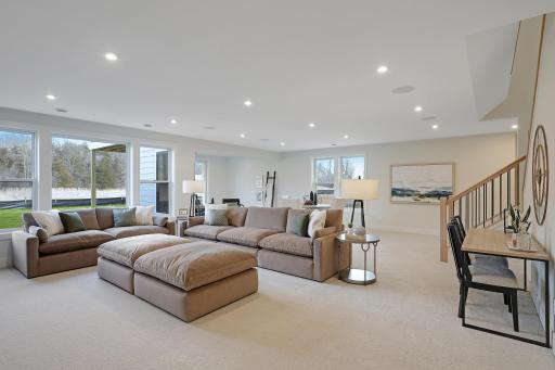 The spacious lower level has room for everyone.