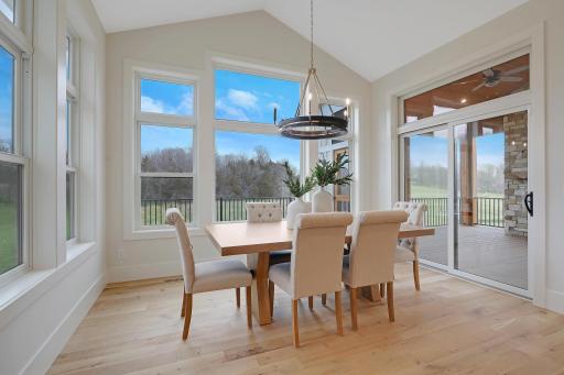 Dine with a panoramic view of the property.