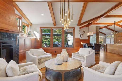 Living Room Open to Dining Space and Kitchen