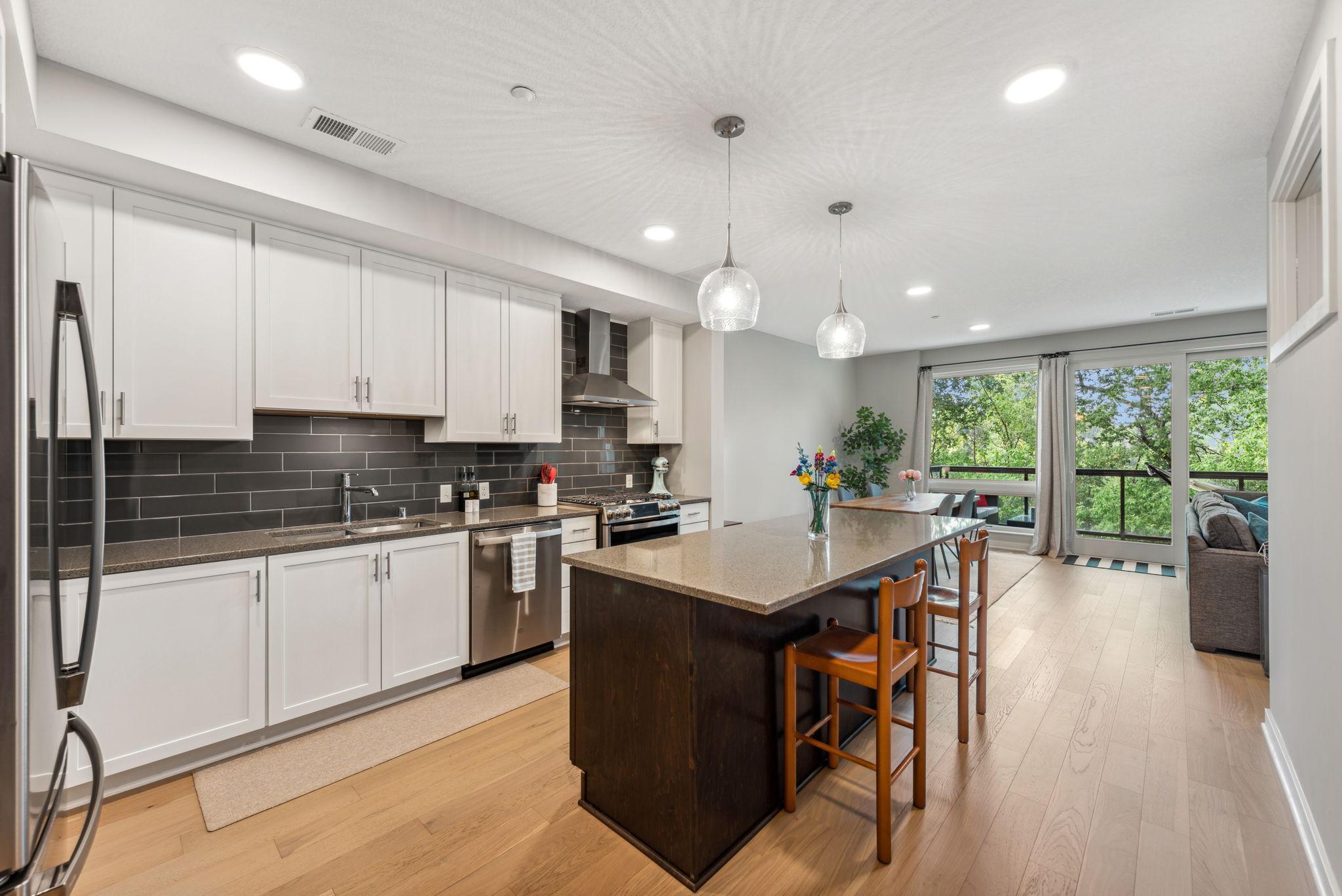 Huge kitchen and center island with seating.