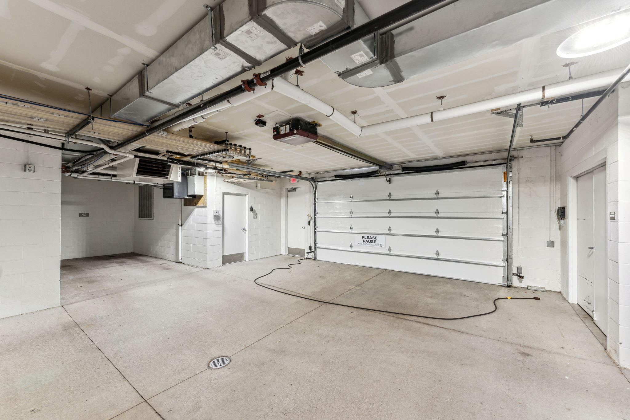 Underground heated parking stall with storage.