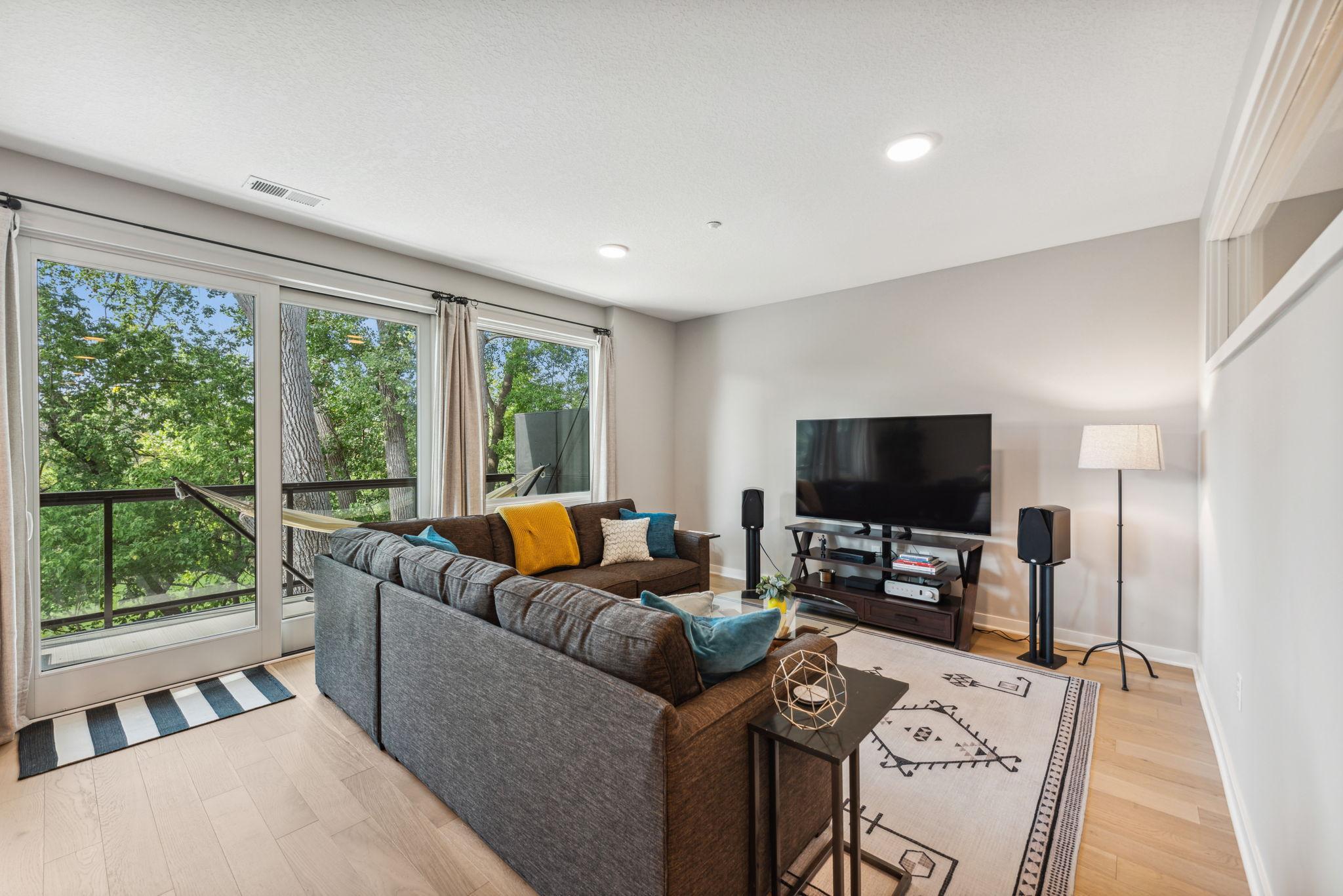 Inviting living area for guests, movie night, socializing and relaxing.