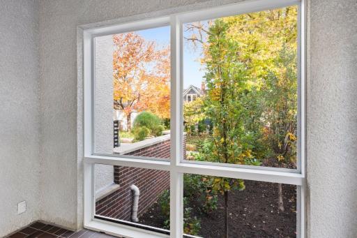 View from the screen porch to the backyard and rear terrace.