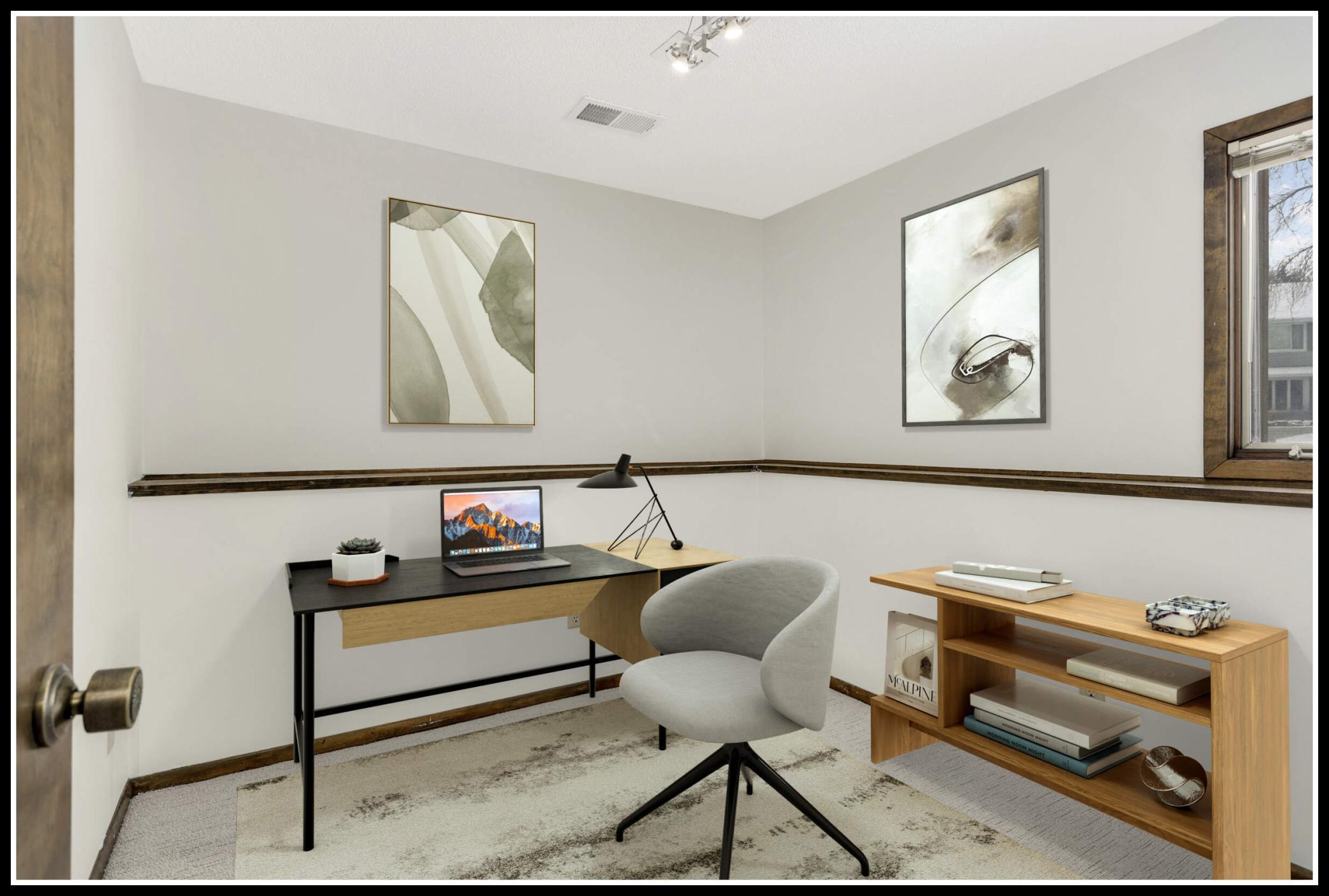 First bedroom on the lower level (virtually staged)