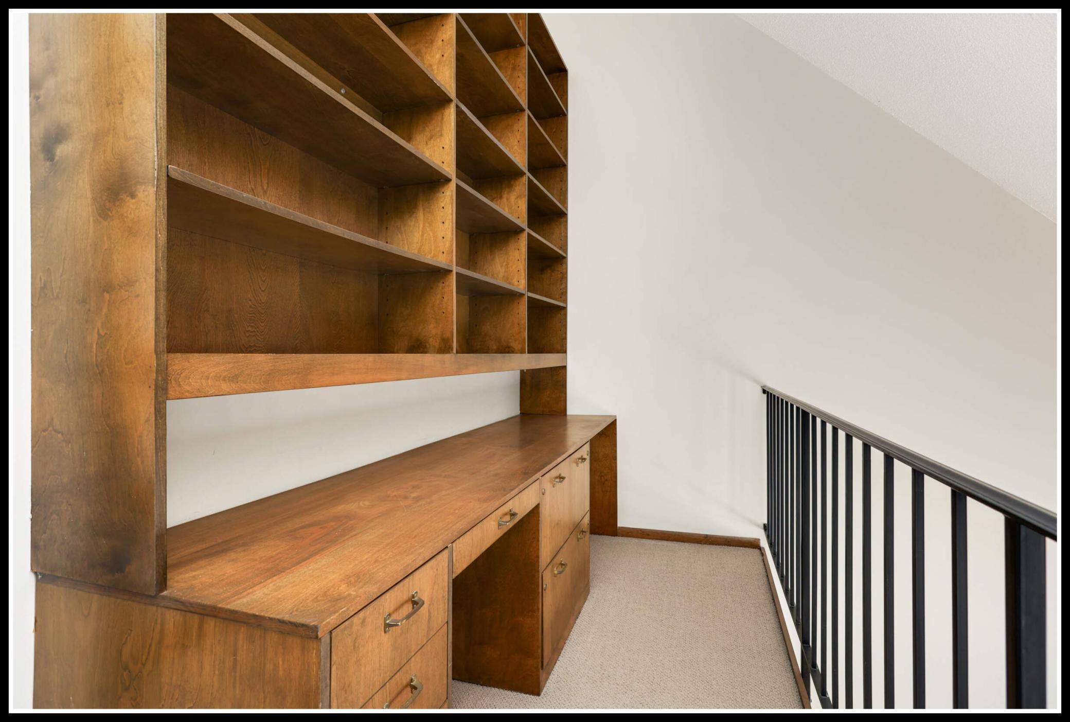 With built-in desks and bookshelves, the loft makes a great home office, study nook, or craft space!