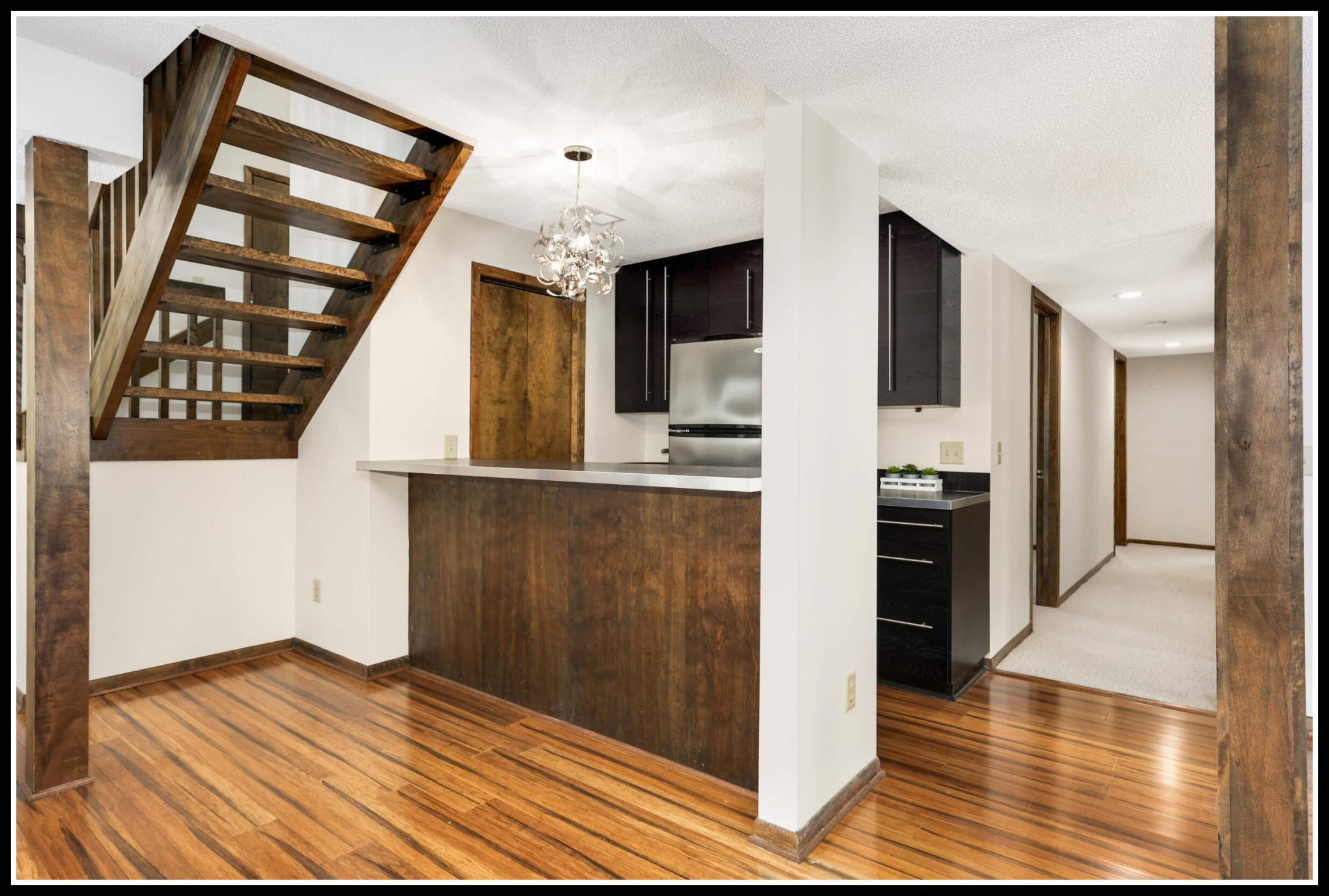 A wet bar makes entertaining easy on the lower level