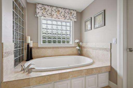 Soak away the day with a separate soaking tub.