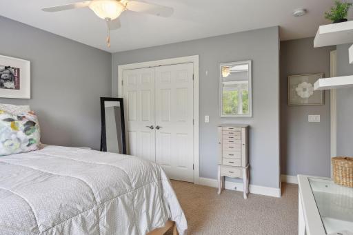 A double door closet opens for great storage space.