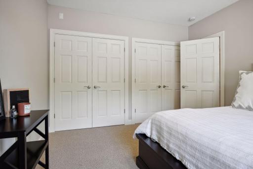 Double closets are a great spot for overflow storage.