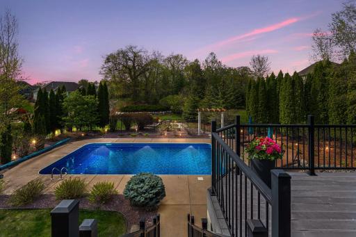 Relax in your own private backyard retreat with multiple spaces to relax, play, and enjoy summer days.